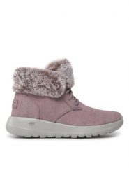 Skechers Botki On-The-Go Joy Plush Dreams 144042/LAV Fioletowy. Fioletowe botki damskie Skechers, ze skóry, bez obcasa, na płaskiej podeszwie, bez zapięcia. Za 339.99 zł.