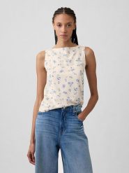 GAP Top w kolorze kremowo-błękitnym rozmiar: L. Brązowe topy damskie GAP, l, bez wzorów, bez kołnierzyka. Za 87.81 zł.