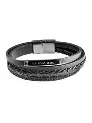 U.S. Polo Assn. Skórzana bransoletka w kolorze czarnym rozmiar: onesize. Czarne biżuteria dla mężczyzn U.S. Polo Assn., ze stali. Za 86.99 zł.