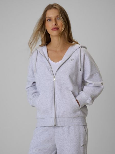 4F Bluza dresowa loose z kapturem damska - szara M. Szare bluzy z kapturem damskie 4f, m, bez wzorów, z dresówki. Za 159.99 zł.
