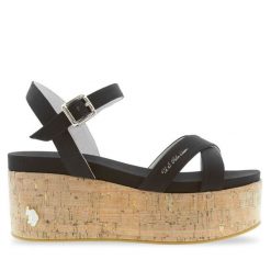 Sandały U.S. Polo Assn. Czarne sandały damskie U.S. Polo Assn., bez wzorów, bez obcasa, na koturnie. Za 209.99 zł.