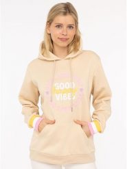 Zwillingsherz Bluza "Good Vibes Only" w kolorze beżowym rozmiar: L/XL. Brązowe bluzy z kapturem damskie Zwillingsherz, l. Za 166.88 zł.