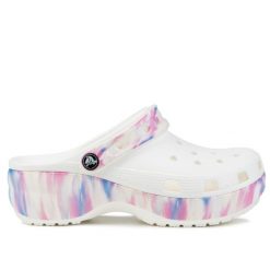 Klapki damskie do chodzenia Crocs CLASSIC PLATFORM DREAM. Białe klapki damskie Crocs, bez wzorów, bez obcasa. Za 229.00 zł.