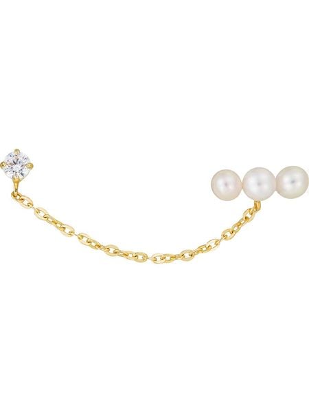 OR ÉCLAT Złote kolczyki-wkrętki "Perle montante" z perłami i cyrkonią rozmiar: onesize. Żółte kolczyki damskie Or Éclat, z cyrkonią, złote. Za 347.99 zł.