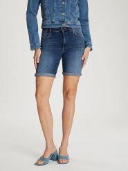 Cross Jeans Szorty dżinsowe w kolorze granatowym rozmiar: 32W. Niebieskie szorty damskie Cross Jeans, z aplikacjami, z jeansu, klasyczne. Za 92.42 zł.