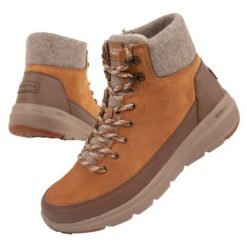 Buty sportowe Skechers 144204/CSNT brązowe. Brązowe buty sportowe na co dzień damskie bez wzorów, ze skóry. Za 432.01 zł.