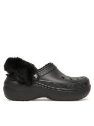 Crocs Klapki Classic Platform Fuzz Lined Clog 212854 Czarny. Czarne klapki damskie Crocs, bez wzorów, z tworzywa sztucznego, bez obcasa. Za 309.99 zł.