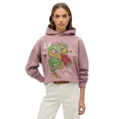 Bluza damska z kapturem Superdry Neo Trad Tattoo. Fioletowe bluzy z kapturem damskie Superdry., l, prążkowane. Za 309.50 zł.