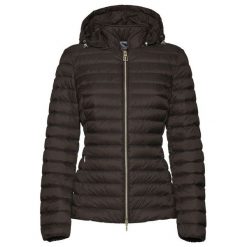 Geox kurtka damska Jaysen S brązowa. Brązowe kurtki damskie Geox, na zimę, s, bez wzorów, z kapturem. W wyprzedaży za 508.00 zł.
