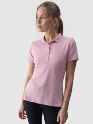4F Koszulka polo slim damska - różowa XL. Czerwone bluzki damskie 4f, xl, bez wzorów, z bawełny, klasyczne, bez kołnierzyka, bez ramiączek. Za 89.99 zł.