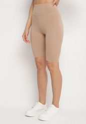 Beżowe Casualowe Szorty Typu Kolarki Lidessa. Brązowe szorty damskie Born2be, bez wzorów, eleganckie. Za 29.99 zł.
