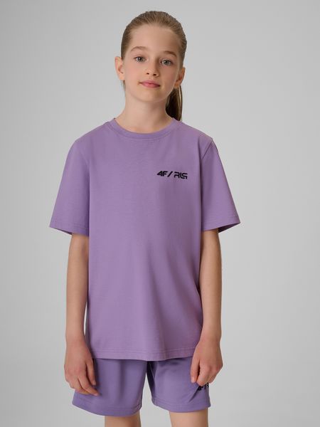 4F T-shirt regular z nadrukiem dziecięcy 4F JUNIOR x Robert Lewandowski - fioletowy 134 (8-9 lat). Fioletowe koszulki dziewczęce 4f, l, bez wzorów, z bawełny, bez ramiączek. Za 59.99 zł.