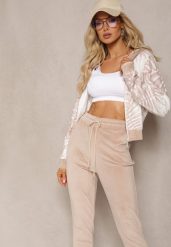 Ciemnobeżowy Welurowy Komplet Dresowy z Wzorzystą Bluzą z Kapturem i Joggerami Rouviana. Brązowe bluzy z kapturem damskie Renee, m, z dresówki. Za 74.99 zł.
