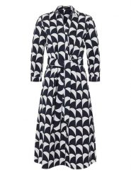 More & More Sukienka w kolorze granatowo-białym rozmiar: 40. Czarne sukienki damskie MORE & MORE, bez wzorów, z tkaniny, bez kołnierzyka, bez ramiączek, midi. Za 165.99 zł.