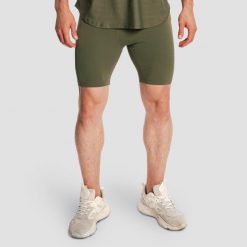 Szorty męskie sporty walki slim oliwkowoszare Combat. Szare szorty męskie GYMBEAM, z elastanu, bez kołnierzyka. Za 101.90 zł.