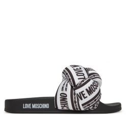 Klapki LOVE MOSCHINO. Białe klapki damskie Love Moschino, bez wzorów, bez obcasa. Za 689.99 zł.