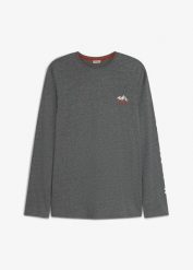 Bluzka z długim rękawem, z czystej bawełny organicznej. Czarne koszulki męskie z długim rękawem bonprix, m, z bawełny. Za 64.99 zł.