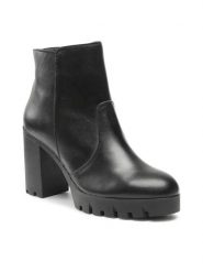Lasocki Botki T144 Czarny. Czarne botki damskie Lasocki, ze skóry, bez obcasa, na słupku, bez zapięcia. Za 196.99 zł.