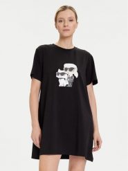 KARL LAGERFELD Koszula nocna A3W45007 Czarny Regular Fit. Czarne koszule nocne damskie Karl Lagerfeld, bez wzorów, z bawełny. Za 279.99 zł.