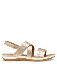 Geox Sandały Sandal Vega D65R6B 000NF C2012 Złoty. Żółte sandały damskie Geox, bez wzorów, ze skóry, bez obcasa, na płaskiej podeszwie. Za 359.99 zł.