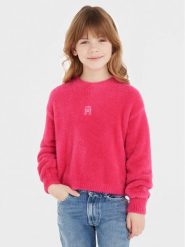 Tommy Hilfiger Sweter KG0KG07802 Różowy Relaxed Fit. Czerwone swetry dziewczęce Tommy Hilfiger, bez wzorów, z syntetyku, bez kołnierzyka. Za 249.99 zł.