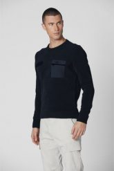 AERONAUTICA MILITARE Granatowy sweter męski 242MA1515L539. Niebieskie swetry męskie AERONAUTICA MILITARE, l, bez wzorów, bez kołnierzyka. W wyprzedaży za 589.99 zł.