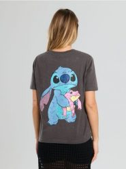 Koszulka z nadrukiem na plecach Stitch - szary. Szare t-shirty damskie Sinsay, l, bez wzorów, bez kołnierzyka. Za 39.99 zł.