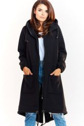 Ciepła długa bluza damska jak parka bawełna premium czarna. Czarne bluzy z kapturem damskie Infinite You, l, z bawełny. Za 319.00 zł.