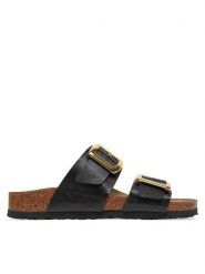 Birkenstock Klapki Sydney Cushion Buckle 1029457 Czarny. Czarne klapki damskie Birkenstock, bez wzorów, ze skóry, bez obcasa. Za 439.99 zł.