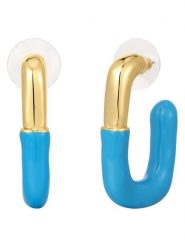 Yokoamii Pozłacane kolczyki-półkreole rozmiar: onesize. Niebieskie kolczyki damskie Yokoamii, metalowe. Za 34.99 zł.