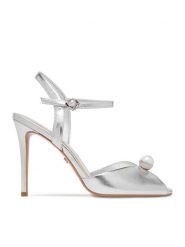 GINO ROSSI Sandały CEO-ROSE-LT2091-W Srebrny. Szare sandały damskie Gino Rossi, bez wzorów, ze skóry, bez obcasa, na szpilce. Za 399.99 zł.