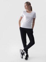 4F Spodnie dresowe joggery damskie - czarne XS. Czarne spodnie dresowe damskie 4f, l, bez wzorów, z bawełny. W wyprzedaży za 99.99 zł.