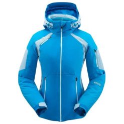 Kurtka narciarska damska Spyder Schatzi Gtx Infinium. Niebieskie kurtki damskie Spyder, bez wzorów, z poliesteru, bez kaptura, narciarskie. Za 1,129.70 zł.