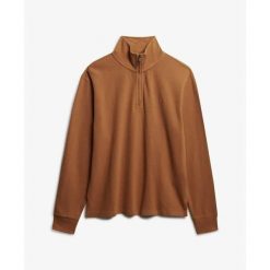 Sweter z prążkowanego materiału z zamkiem na szyi Superdry. Brązowe swetry męskie Superdry., na zimę, m, bez wzorów, prążkowane, bez kołnierzyka. Za 288.40 zł.