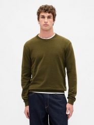 GAP Sweter w kolorze oliwkowym rozmiar: S. Brązowe swetry męskie GAP, s, bez wzorów, bez kołnierzyka. Za 122.09 zł.