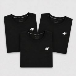 KOMPLET KOSZULEK MĘSKICH 4F ZESTAW 3PAK T-SHIRT L TTSHM3341 CZARNY. Czarne t-shirty męskie 4f, l, bez wzorów, z bawełny, bez kołnierzyka. Za 149.97 zł.