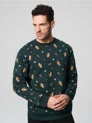 Bluza świąteczna - zielony. Zielone bluzy bez kaptura męskie Sinsay, l. Za 39.99 zł.