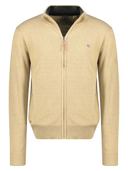 Geographical Norway Kardigan "Fregate" w kolorze beżowym rozmiar: XL. Brązowe kardigany męskie Geographical Norway, xl, bez wzorów, bez kołnierzyka. Za 100.28 zł.