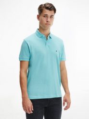 Tommy Hilfiger koszulka polo Mężczyźni Bawełna niebieski, S. Niebieskie koszulki polo męskie Tommy Hilfiger, m, bez wzorów, z bawełny, bez ramiączek. Za 329.95 zł.