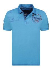Geographical Norway Koszulka polo "Kinflat" w kolorze niebieskim rozmiar: S. Niebieskie koszulki polo męskie Geographical Norway, s, bez wzorów, z bawełny, bez ramiączek. Za 70.24 zł.