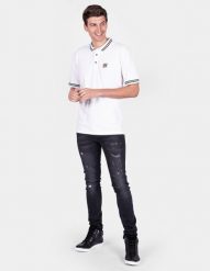 Les Hommes Koszulka Polo "LHU Gang" | UIT501 730U | LHU Gang | Mężczyzna | Biały. Białe koszulki polo męskie Les Hommes, m, bez wzorów, z bawełny, bez ramiączek. W wyprzedaży za 249.00 zł.