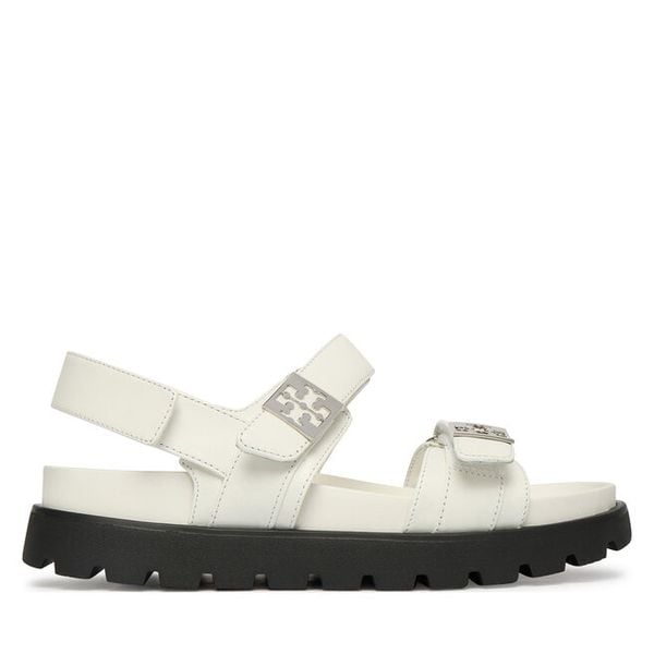 Sandały Tory Burch. Białe sandały damskie Tory Burch, bez wzorów, bez obcasa, na płaskiej podeszwie. Za 1,160.99 zł.