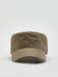 Lniana czapka z daszkiem - beżowy. Brązowe czapki męskie Reserved, bez wzorów. Za 79.99 zł.