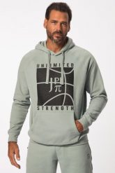 Męska Bluza z kapturem fitness koszykarski nadruk. Szare bluzy sportowe męskie JAY-PI, bez wzorów, z bawełny, bez kołnierzyka, bez ramiączek. Za 279.99 zł.