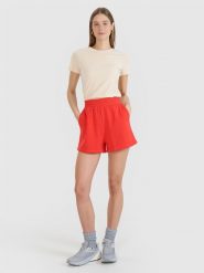 4F Spodenki dresowe damskie - czerwone XXL. Czerwone szorty damskie 4f, bez wzorów, z bawełny, sportowe. Za 59.99 zł.
