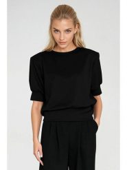 Nife Koszulka w kolorze czarnym rozmiar: 42. Czarne bluzki damskie Nife, bez wzorów, bez kołnierzyka, bez ramiączek. Za 138.87 zł.