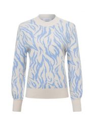 Comma casual identity Sweter Kobiety beżowy|niebieski, 40. Brązowe swetry klasyczne damskie comma casual identity, z dzianiny, bez kołnierzyka. Za 279.95 zł.
