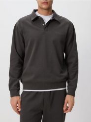 Bluza z kołnierzem - ciemnoszary. Szare bluzy bez kaptura męskie Reserved, l, z bawełny. Za 129.99 zł.