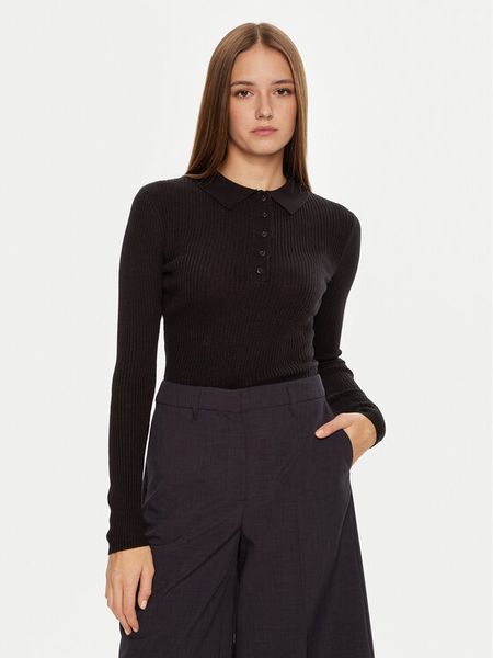 Brave Soul Sweter LK-248POLOBLK Czarny Slim Fit. Czarne swetry klasyczne damskie Brave Soul, l, z syntetyku, bez kołnierzyka. Za 59.99 zł.