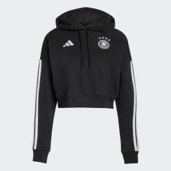Bluza z kapturem Niemcy DNA. Czarne bluzy sportowe damskie Adidas, l, bez wzorów, z bawełny, bez ramiączek, z kapturem. Za 259.00 zł.
